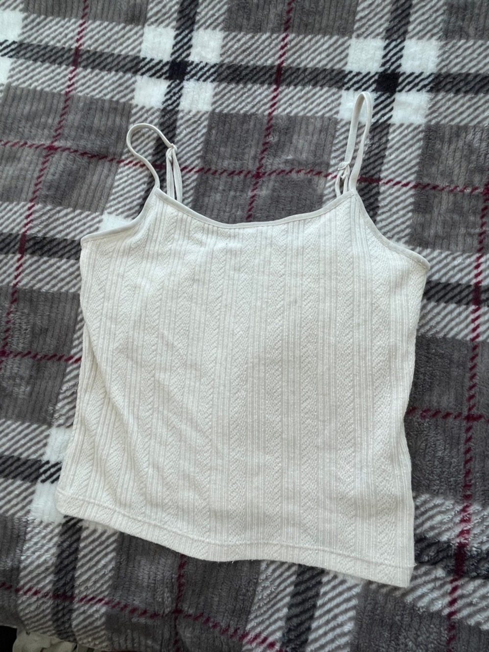 American Eagle Women's White Ribbed  Tank Top